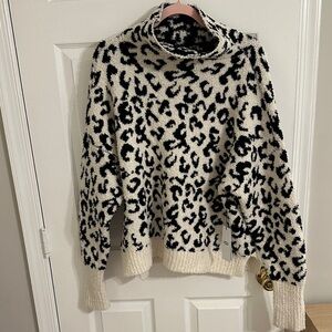 UGG Cream and Black Animal Print Turtleneck Sweater